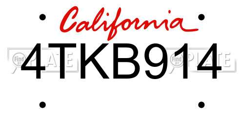 4TKB914 California License Plate