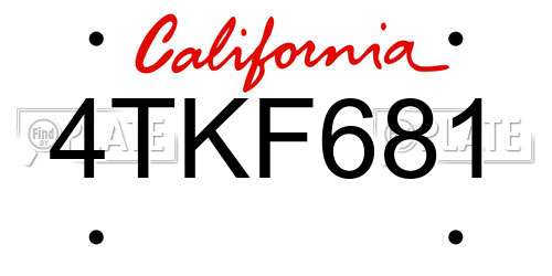 4TKF681 California License Plate