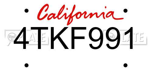 4TKF991 California License Plate