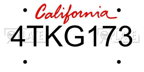 4TKG173 California License Plate