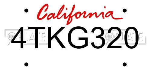 4TKG320 California License Plate