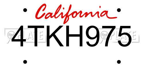 4TKH975 California License Plate