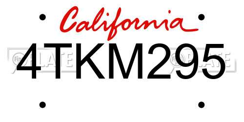 4TKM295 California License Plate