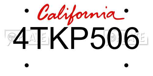 4TKP506 California License Plate