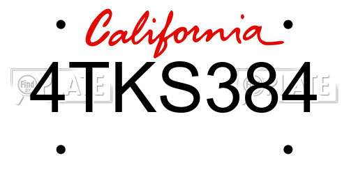4TKS384 California License Plate