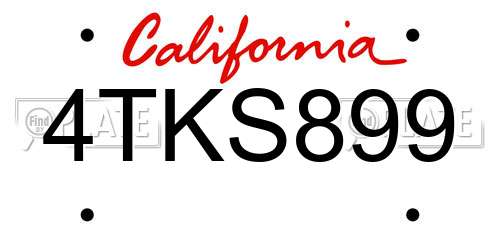 4TKS899 California License Plate