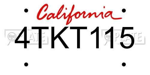 4TKT115 California License Plate