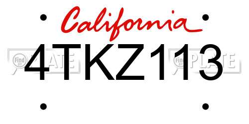 4TKZ113 California License Plate