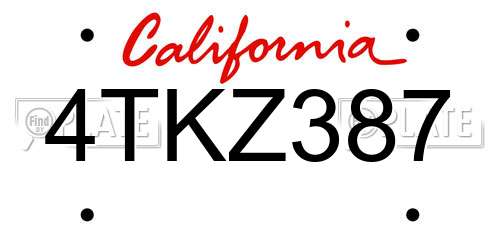 4TKZ387 California License Plate