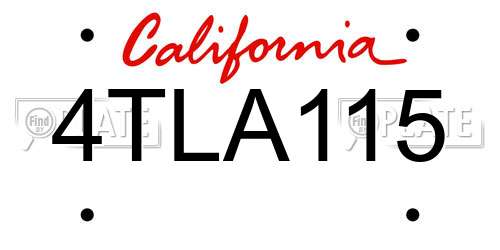 4TLA115 California License Plate