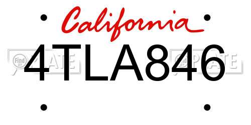 4TLA846 California License Plate