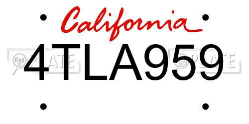 4TLA959 California License Plate