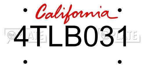 4TLB031 California License Plate