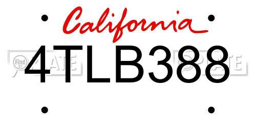 4TLB388 California License Plate