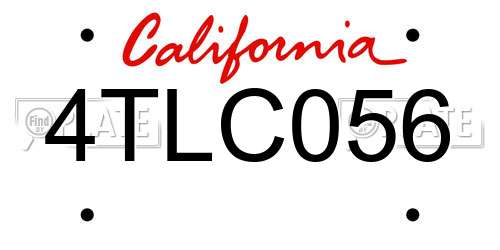 4TLC056 California License Plate