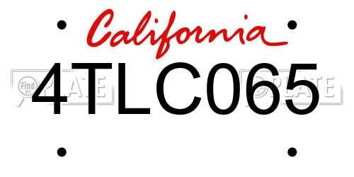4TLC065 California License Plate