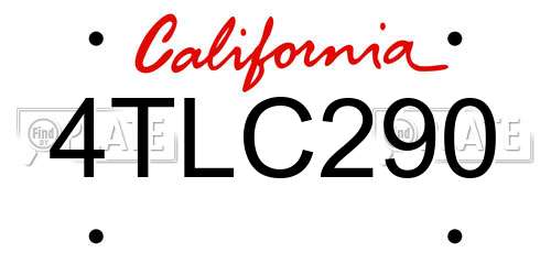4TLC290 California License Plate