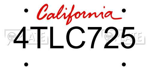 4TLC725 California License Plate