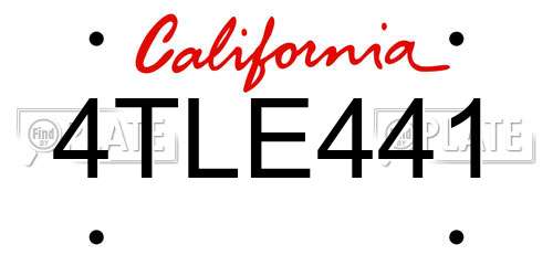 4TLE441 California License Plate