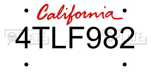 4TLF982 California License Plate