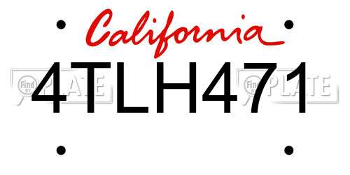 4TLH471 California License Plate