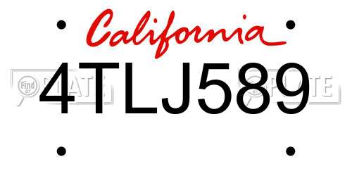 4TLJ589 California License Plate
