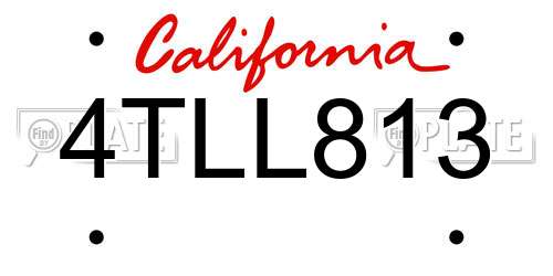 4TLL813 California License Plate