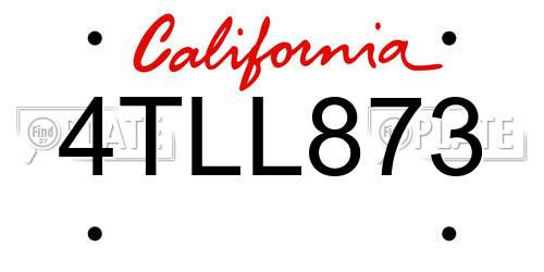 4TLL873 California License Plate