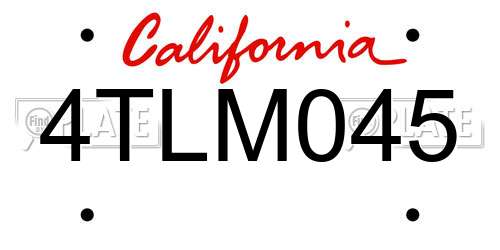 4TLM045 California License Plate