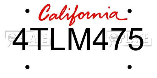 4TLM475 California License Plate