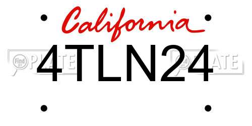 4TLN24 California License Plate