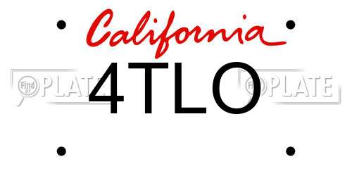 4TLO California License Plate