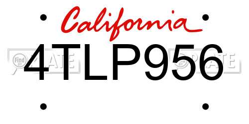 4TLP956 California License Plate