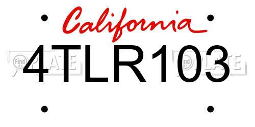 4TLR103 California License Plate