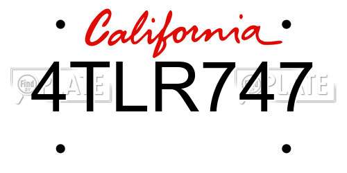 4TLR747 California License Plate