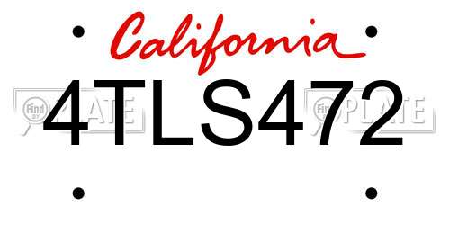 4TLS472 California License Plate