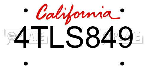 4TLS849 California License Plate