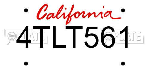 4TLT561 California License Plate