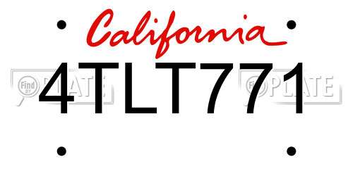 4TLT771 California License Plate