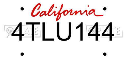 4TLU144 California License Plate