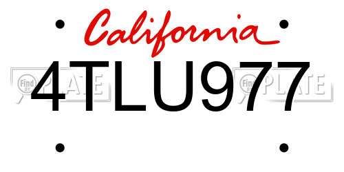 4TLU977 California License Plate