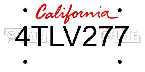 4TLV277 California License Plate