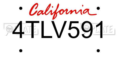 4TLV591 California License Plate