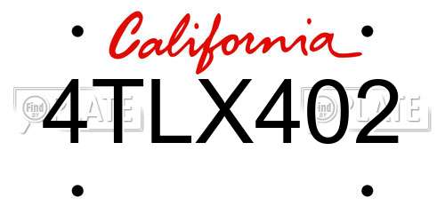4TLX402 California License Plate
