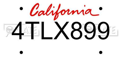 4TLX899 California License Plate