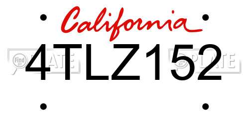 4TLZ152 California License Plate