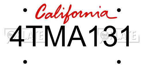 4TMA131 California License Plate