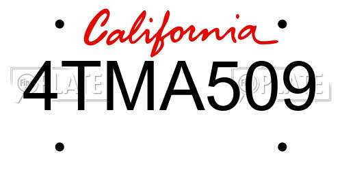 4TMA509 California License Plate
