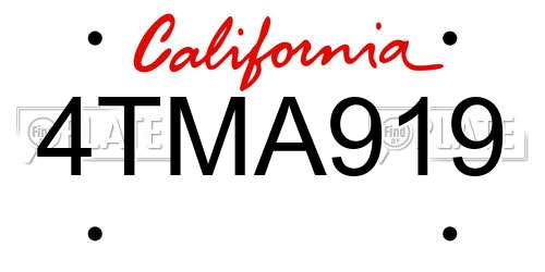 4TMA919 California License Plate