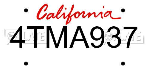 4TMA937 California License Plate